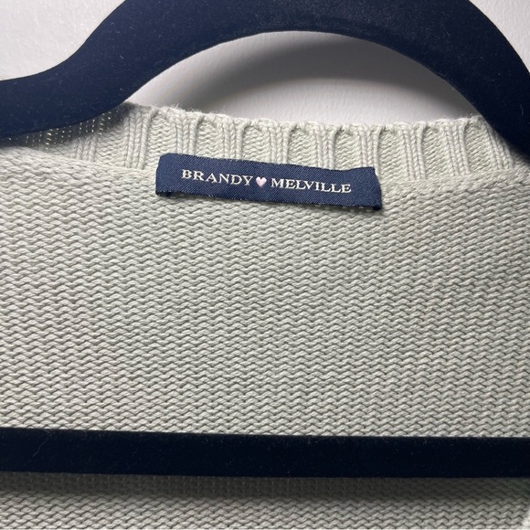 Brandy Melville Sage Green Cotton Button Front Cardigan Sweater Made in Italy - Picture 3 of 8